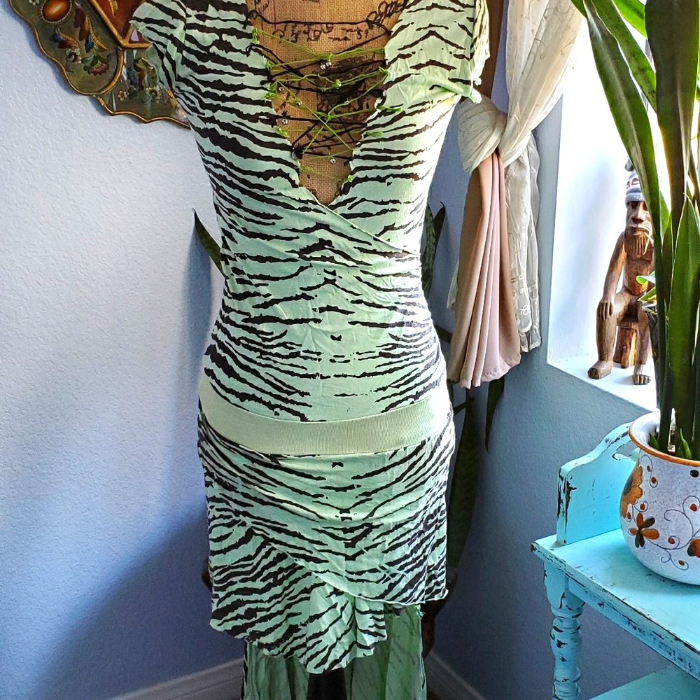 Mint green cheetah dress